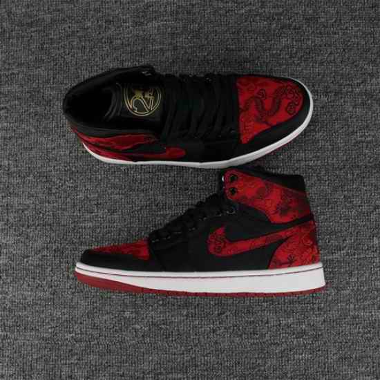 Men Air Jordan 1 Shoes Black Red Chinese Dragon
